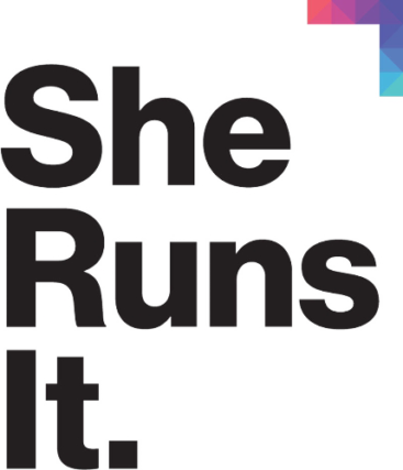 she runs it logo